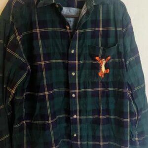 Disney Rare 90s Tigger Corduroy Plaid Flannel Men's Size Large
